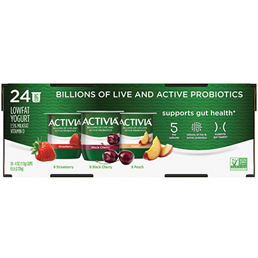 Activia - Lowfat Cherry, Black Danone Variety Strawberry, 24-ct Yogurt, Pack, Peach Wholesale Service and 4oz Food