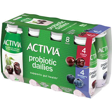 Activia Probiotic Dailies Yogurt Drink, Blueberry and Cherry 8-ct Variety Pack, 3.1oz