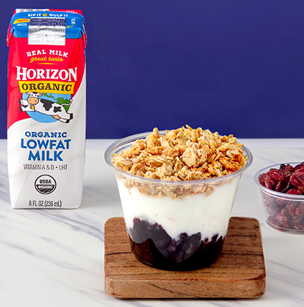 Blueberry Crunch Yogurt Parfait served with Dried Cranberries