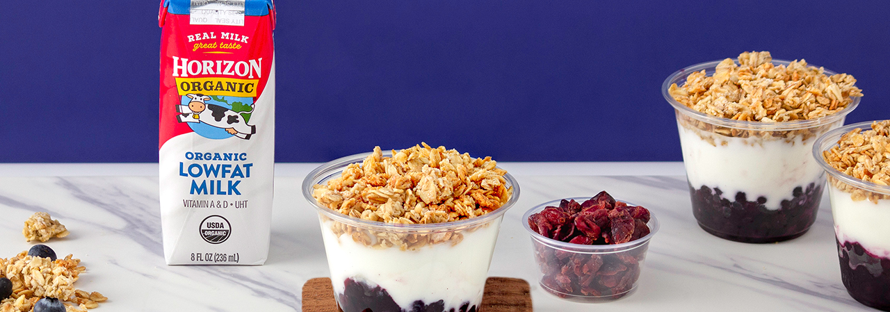 Blueberry Crunch Yogurt Parfait served with Dried Cranberries