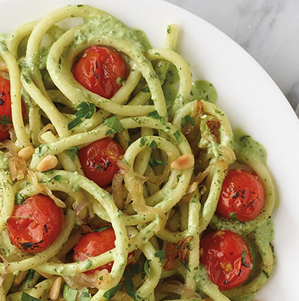 Creamy Kale Pesto Bucatini