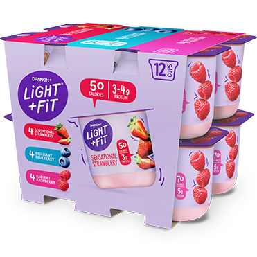 Light + Fit Nonfat Yogurt, Blueberry, Strawberry, and Raspberry 12-ct Variety Pack, 4oz