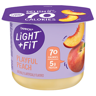 Light + Fit Fat Free Yogurt, Peach, 5.3oz, 5.3oz 4pk