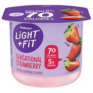 Light + Fit Fat Free Yogurt, Strawberry, 5.3oz, 5.3oz 4pk