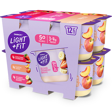 Light + Fit Nonfat Yogurt, Strawberry, Peach, and Strawberry Banana 12-ct Variety Pack, 4oz