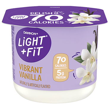 Light + Fit Fat Free Yogurt, Vanilla, 5.3oz, 5.3oz 4pk