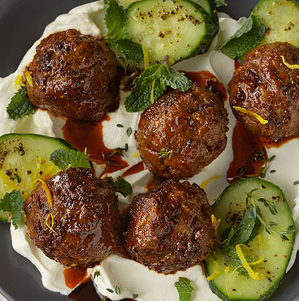 Spiced-Lamb Meatballs with Labneh and Cucumbers