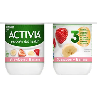 Activia® Lowfat Prebiotic Yogurt | Strawberry Banana 4oz 4-Count Wholesale