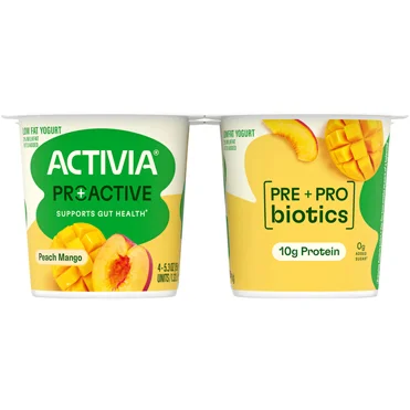 Activia® Proactive Prebiotic Yogurt | Peach Mango 5.3oz 4-Count Pack Wholesale