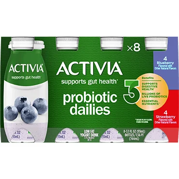 Activia® Probiotic Dailies Yogurt Drink | Strawberry and Blueberry 3.1oz 8-Count Variety Pack Wholesale