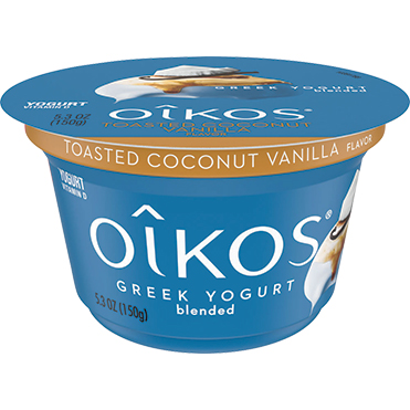 Oikos Traditional Greek Whole Milk Yogurt, Toasted Coconut Vanilla, 5.3 oz Cup