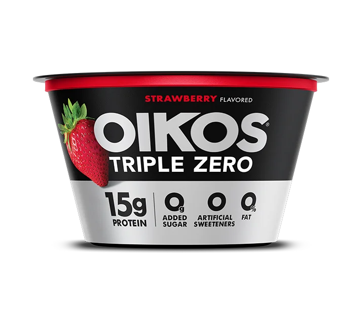 Oikos Triple Zero Greek Yogurt, Strawberry, 5.3oz, 5.3oz 4pk