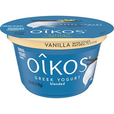 Oikos Nonfat Greek Yogurt, Vanilla, 5.3 oz Cup