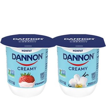 Dannon® Nonfat Yogurt | Creamy Strawberry and Vanilla 4oz 48-Count Variety Pack