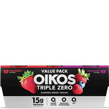 Oikos Triple Zero Yogurt, Strawberry & Mixed Berry Variety Pack