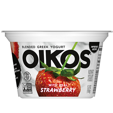 Oikos Blended Nonfat Greek Yogurt 0%, Strawberry 5.3 oz - Danone Food Service