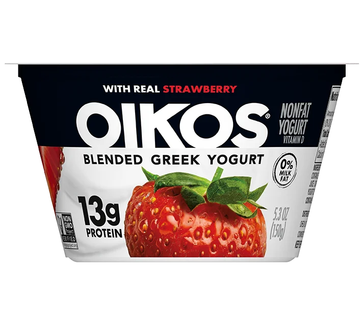 Oikos Blended Nonfat Greek Yogurt 0%, Strawberry, 4oz, 5.3oz