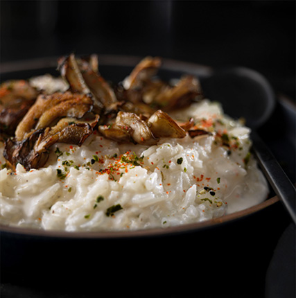 Cacio E Pepe Cheesy Rice with Maitake Mushrooms