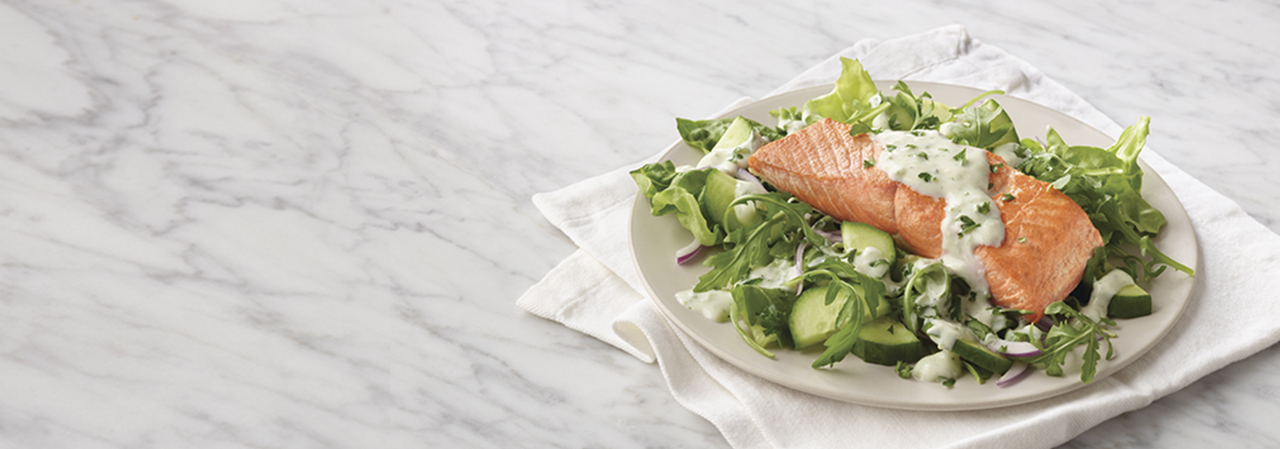 Salmon with Creamy Grapefruit Basil Dressing