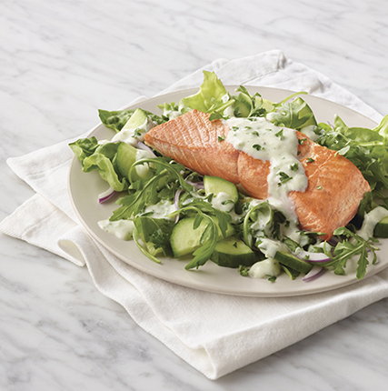 Salmon with Creamy Grapefruit Basil Dressing